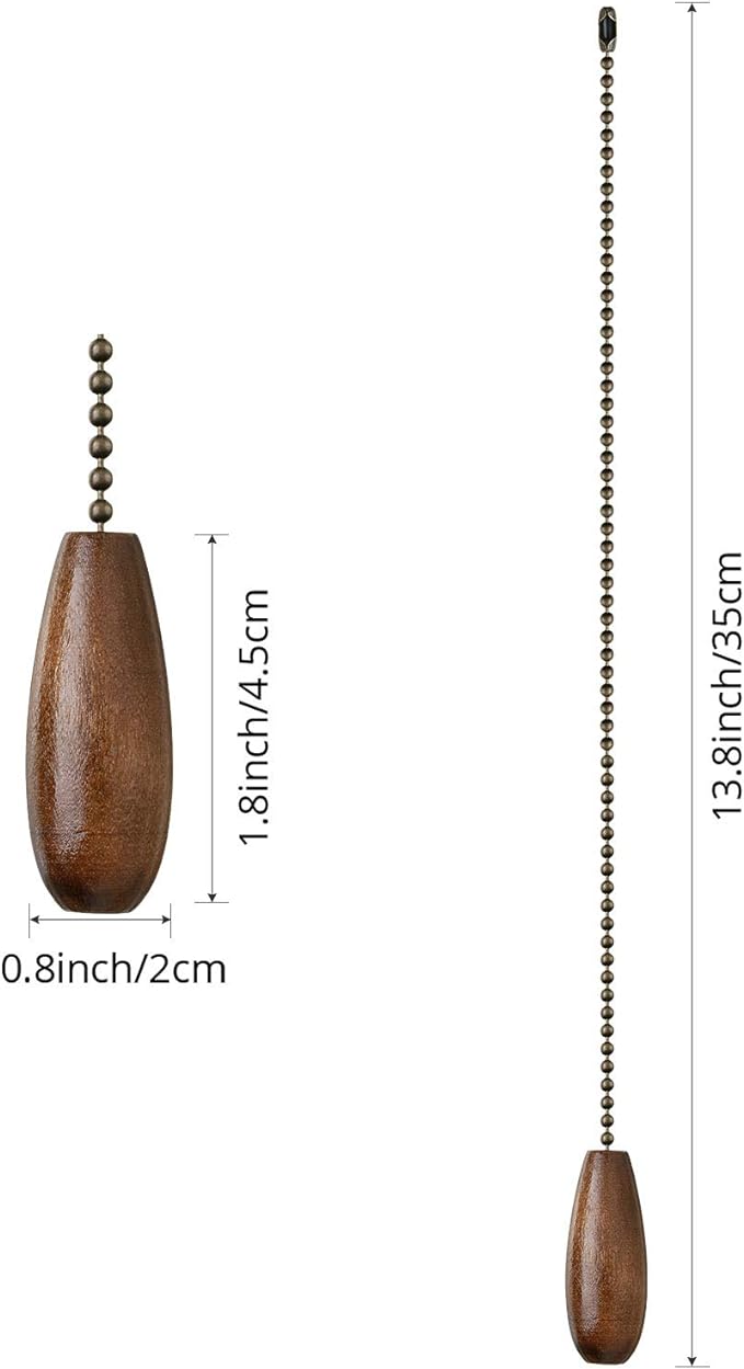 8 Pieces Ceiling Fan Pull Chains Extender Wooden Pendant Pull Chain Extension for Ceiling Light Lamp Fan(Walnut Color)