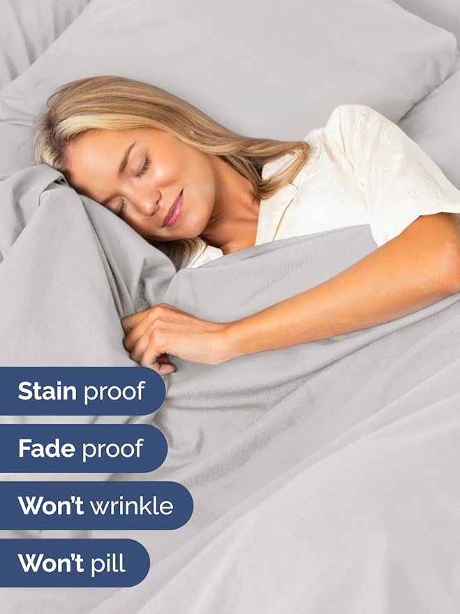 Extra Deep Twin Sheet Set - 4 Piece Breathable & Cooling Sheets - Hotel Luxury Bed Sheets Set - Easy & Secure Fit - Soft, Wrinkle Free & Comfy Sheets Set - French Grey Sheet Set w/Extra Deep Pockets