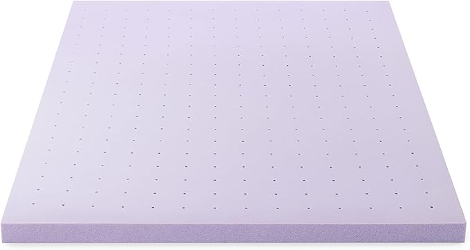 Mellow 3 Inch Ventilated Memory Foam Mattress Topper, Soothing Lavender Infusion, Queen
