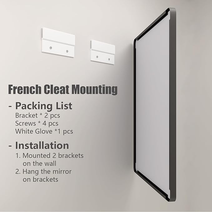 Black Bathroom Mirror for Wall, 55x30 Large Matte Black Vanity Mirror for Bathroom, Rounded Rectangle Mirror, Anti-Rust, Shatterproof (Horizontal/Vertical)