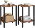 End Table, Side Table, Set of 2, Nightstands with 2-Tier Storage Shelves, Sofa Table for Small Space, Coach Table for Living Room Bedroom, Rustic Brown UTBT101F2