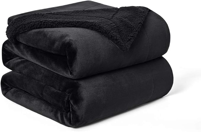 Walensee Sherpa Fleece Blanket (King Size 108”x90” Black) Plush Throw Fuzzy Super Soft Reversible Microfiber Flannel Blankets for Couch, Bed, Sofa Ultra Luxurious Warm and Cozy for All Seasons