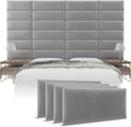 Vänt Upholstered Wall Panels - Queen/Full Size Wall Mounted Velvet Headboards - Velvet Platinum Grey - Set of 4 Panels (Each Individual Panel 30"x11.5")