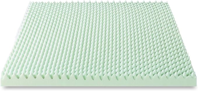 Best Price Mattress 4 Inch Egg Crate Memory Foam Mattress Topper with Calming Green Tea Infusion, CertiPUR-US Certified, Short Queen