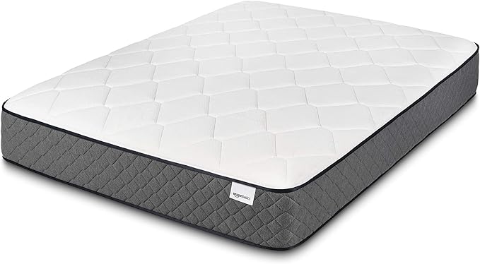 Amazon Basics Memory Foam Mattress, Twin Size Mattress, Hybrid, 10-Inch, Medium Feel, Motion Isolation Springs, White/Gray