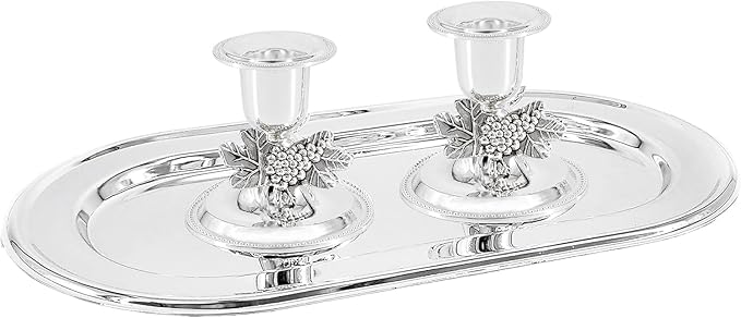 The Dreidel Company Shabbat Candlesticks Candle Holders Silver Plated, 2 Candlesticks Set (12 Sets)