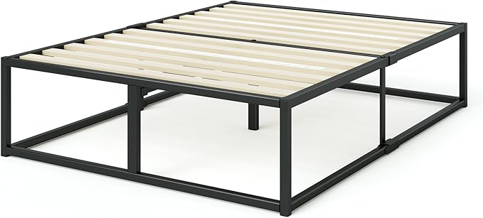 Zinus Joseph 18 Inch Platform Bed Frame, Wood Slat Support, No Box Spring Needed, Eco Friendly WonderBox(TM) Packaging, Easy Assembly, Black, King