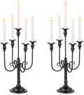Black Candelabra Halloween Decorations: 20 Inches Gothic Candle Holder 5 Arm Metal Candlestick Stand for Table Fireplace Victorian Decor Set of 2