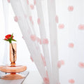 MYSKY HOME 108 Inch Pink Pom Pom Curtains, 2 Sets, 52 x 108 Inch, Rod Pocket, Modern, Sheer, Adult, Unisex, Bedroom, Living Room, Dining Room