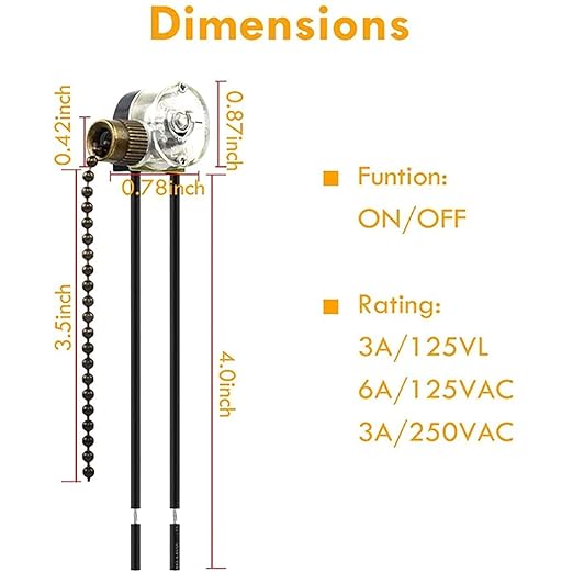 Ceiling Fan Light Switch Zing Ear Pull Chain ZE-109 Fan Light Switch, On-Off Speed with Pull Chain Compatible with Ceiling Fans, Lamps and Wall Lights (2, Bronze)