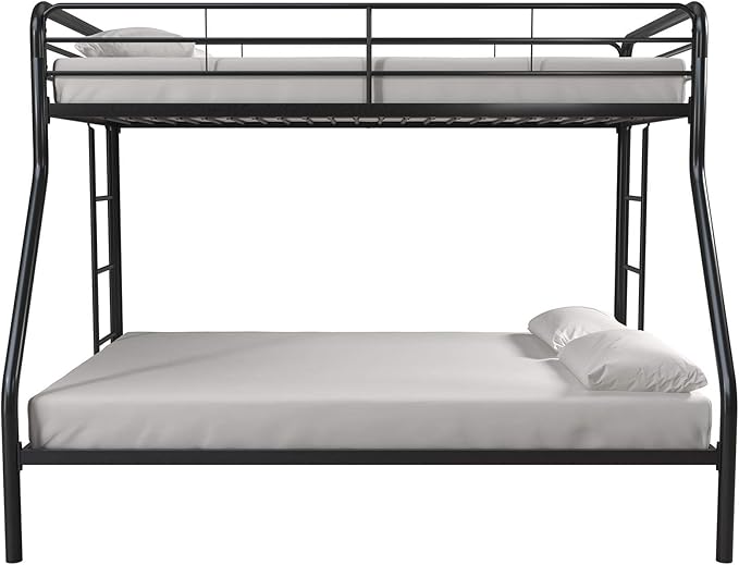 DHP Dusty Metal Bunk Bed with Secured Ladders, Twin/Full, Black