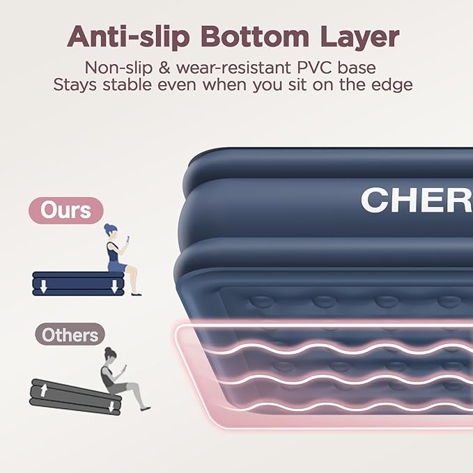 Queen Air Mattress with Built in Pump, 18" Elevated Height, 48Hr Leak-Tested, Honeycomb Coil Support, 800 lbs Capacity, Fast 3-Min Inflation–Blow Up Mattress for Guest Room & Sleepover