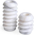 HofferRuffer Marble Candlestick Holders, Set of 2 Natural Stone Candle Holder Decorative Candle Stands for Wedding, Dinning, Party, Table Centerpieces, Fits 3/4'' Thick Candles (MarbleWhite)