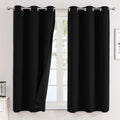 ChrisDowa 100% Blackout Curtains for Bedroom with Black Liner, 2 Thick Layers Total Blackout Thermal Insulated Grommet Window Curtains 2 Panels Set (Black, 42 x 63 Inch)