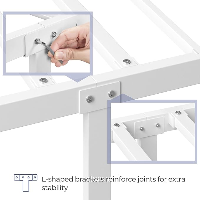 Yaheetech Full Size Metal Platform Bed Frame with Simple Headboard and Footboard, Mattress Foundation for Under Bed Storage, Steel Slat Support, No Box Spring Needed, Easy Assembly, White