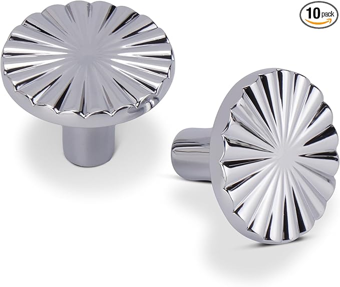 10 Pack Kitchen Cabinet Knobs Round Sunflower Dresser Knob Modern Drawer Hardware Cupboard Handles Furniture Knob for Bathroom Single Hole Knobs for Wardrobe Polished Chrome TYH-BC-K10