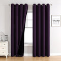 ChrisDowa 100% Blackout Curtains 108 inch Long for Bedroom with Black Liner, 2 Thick Layers Total Blackout Thermal Insulated Grommet Window Curtains 2 Panels Set (Royal Purple, 52 x 108 Inch)