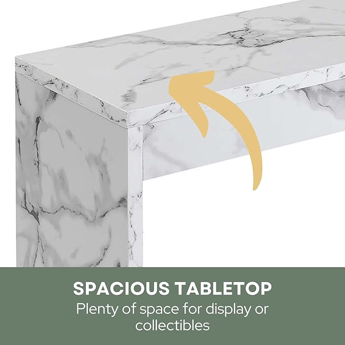 Convenience Concepts Northfield Hall Console Table 48" - Modern, Minimalist Narrow Sofa Display Accent for Contemporary Living Room, Entryway, or Hallway, White Faux Marble