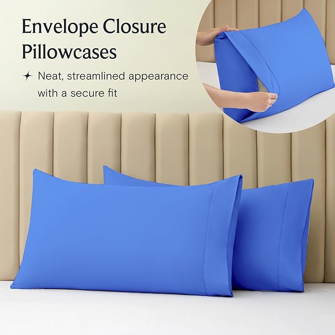 LuxClub 3 PC Sheet Set Bed Sheets Deep Pockets 16" Eco Friendly Wrinkle Free Cooling Machine Washable Hotel Bedding Silky Soft - Marine Blue Twin