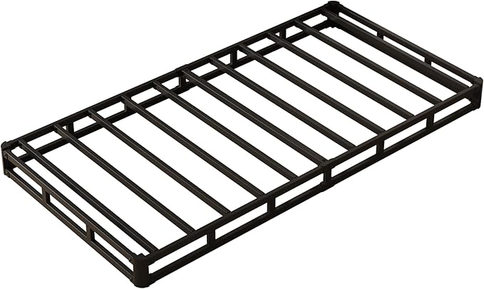 Box Spring Twin 4 Inch Low Profile, Heavy Duty Metal Box Spring Bed Base with Fabric Cover, Mattress Foundation, Easy Assembly, Noise Free, Black