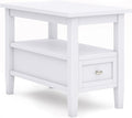 SIMPLIHOME Warm Shaker SOLID WOOD 14 inch Wide Rectangle Transitional Narrow Side Table in White for the Living Room and Bedroom