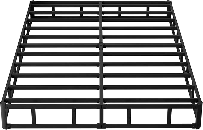 9 Inch Full Size Box Spring, Heavy Duty Metal Box Spring Bed Base with Fabric Cover, Mattress Foundation, Easy Assembly, Noise Free, Black