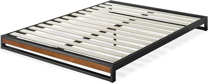 ZINUS GOOD DESIGN Award Winner Suzanne 6 Inch Bamboo and Metal Platforma Bed Frame, No Box Spring Needed, Wood Slat Support, Chestnut Brown, Queen