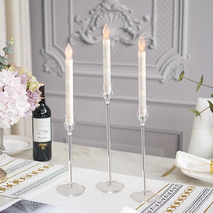 Vincidern 6PCs Acrylic Candle Holders Centerpieces for Table, Taper Candle Holder for Wedding Decor, Dining Room, Halloween, Christmas Decorative Candlestick Holder, Taper Candle Holder Set