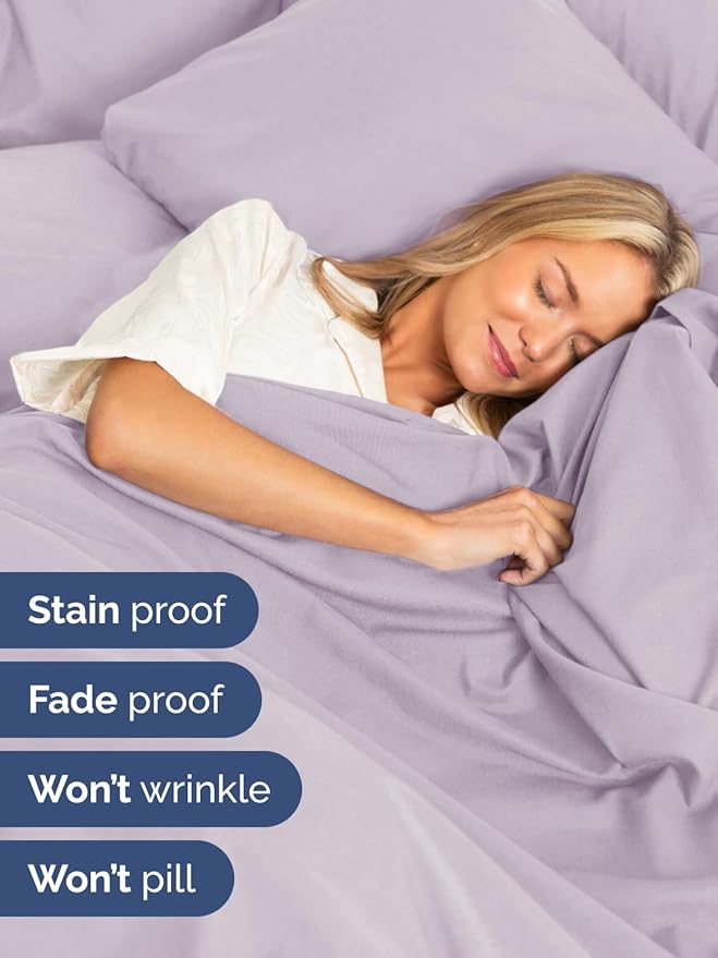 Extra Deep Twin XL Sheet Set - 4 Piece Breathable & Cooling Sheets - Hotel Luxury Bed Sheets Set - Easy Fit - Soft, Wrinkle Free & Comfy Sheets Set - Light Lavender Sheet Set with Extra Deep Pockets