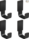 BESy Brass Clothes Hook Single Towel Hook for Bathroom Kitchen Garage Square Style Robe Hooks Coat and Hat Hook, Self Adhesive with Glue or Wall Mounted with Screws, Four Packs, Oil Rubbed Bronze