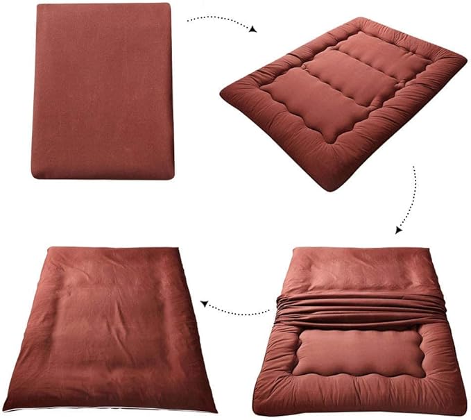 Japanese Shiki Futon Mattress Floor Mattress Thicken Tatami Mat Sleeping Pad Roll Up Mattress Floor Lounger Bed Rolling Up Couch Bed Mattress Pad for Guest Room, Coffee, King