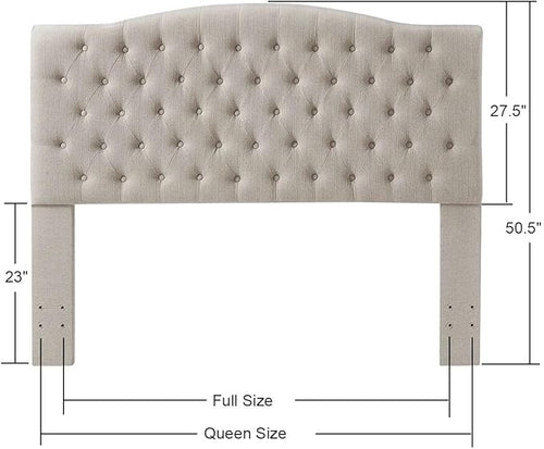 24KF Upholstered Tufted Button Linen Fabric Headboard,Comfortable Fashional Headboard Queen/Full Size,Linen