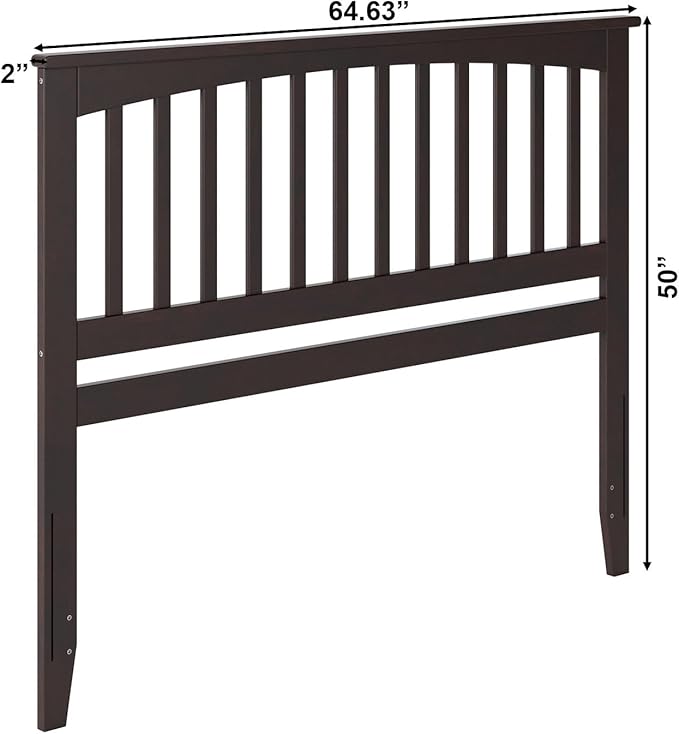 AFI, Mission Queen Solid Wood Headboard with Attachable Charger, Espresso