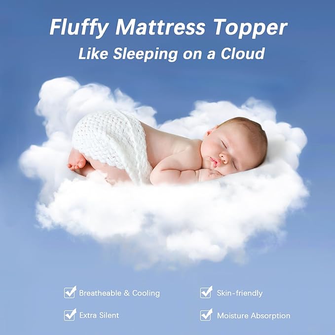 CYMULA Full Bed Mattress Topper, Navy Cooling Mattress Pad Cover, Thick Full Size Pillow Topper Soft with Deep Pockets, Washable Plush Down Alternative Fill Mattress Protector