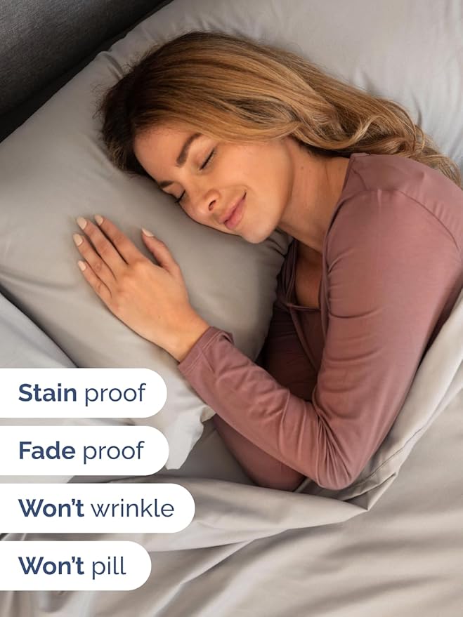 Extra Deep Twin XL Sheet Set - 4 Piece Breathable and Cooling Sheets - Hotel Luxury Bed Sheets Set - Easy Fit - Soft, Wrinkle Free and Comfy Sheets Set - Light Grey Sheet Set with Extra Deep Pockets