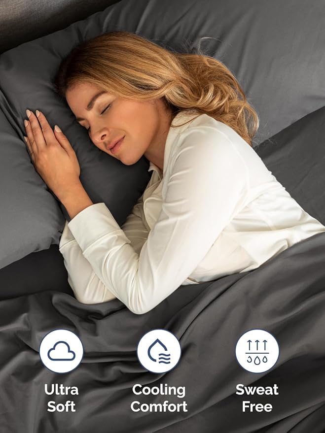 Extra Deep Full Sheet Set - 6 Piece Breathable & Cooling Sheets - Hotel Luxury Bed Sheets Set - Easy & Secure Fit - Soft, Wrinkle Free & Comfy Sheets Set - Charcoal Sheet Set with Extra Deep Pockets