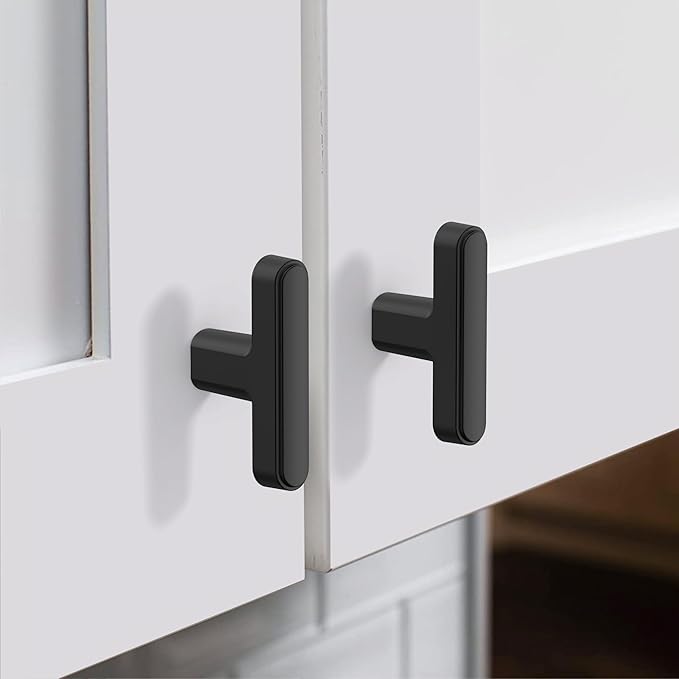 10 Pack Matte Black Modern Rectangular Kitchen Cabinet Knobs