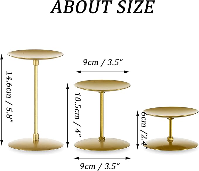 Pillar Candle Holders Candle Plates - Set of 24 Candelabra Candle Stand Iron Plate Minimalism Modern Home Mantel Dinning Table Christmas Decorations Centerpiece for Wedding, Party, Events, Gold