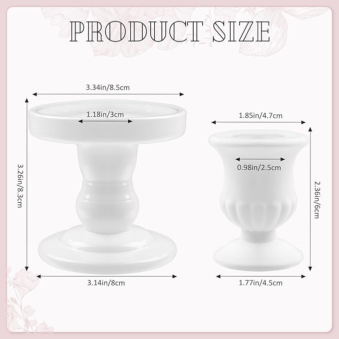 White Unity Candle Holder - Glass Candle Holders for Pillar Candles Taper Candles, Glass Candlestick Holders Set of 3, Decorative Clear Glass Candlestick Holder for Wedding Church Centerpiece