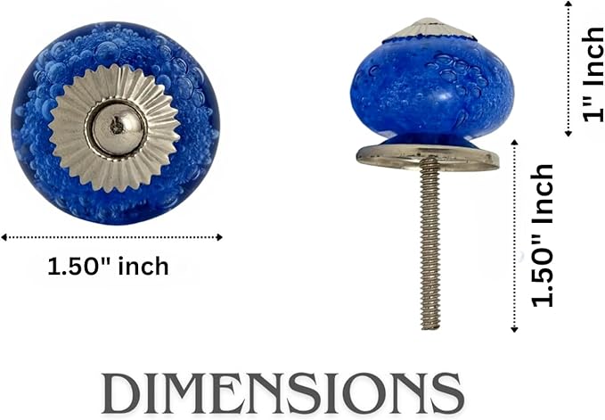 Perilla Home Set of 6 Crystal Bubble Glass Knob for Kitchen Cabinets - Crystal Glass Handles and Pull Knob for Dresser Drawer | Living Room | Kitchen | Bathroom | Closet Cupboard Furniture
