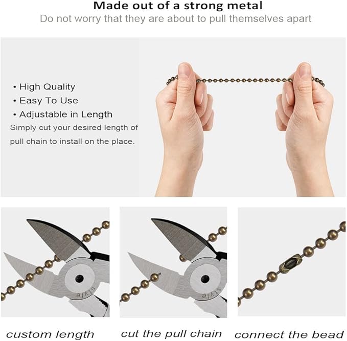 Amber Ball Pull Chain Extender - 12 inch Ceiling Fan Chain Connector