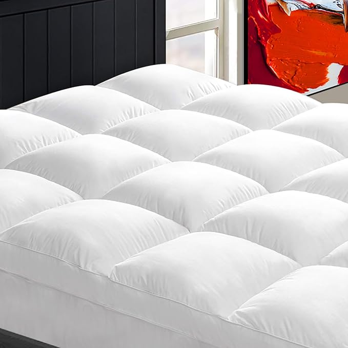 Mattress Topper Twin for Back Pain, Extra Thick Mattress Pad Cover, Plush Pillow Top, Deep Elastic Pocket, White,39"X75"+20"