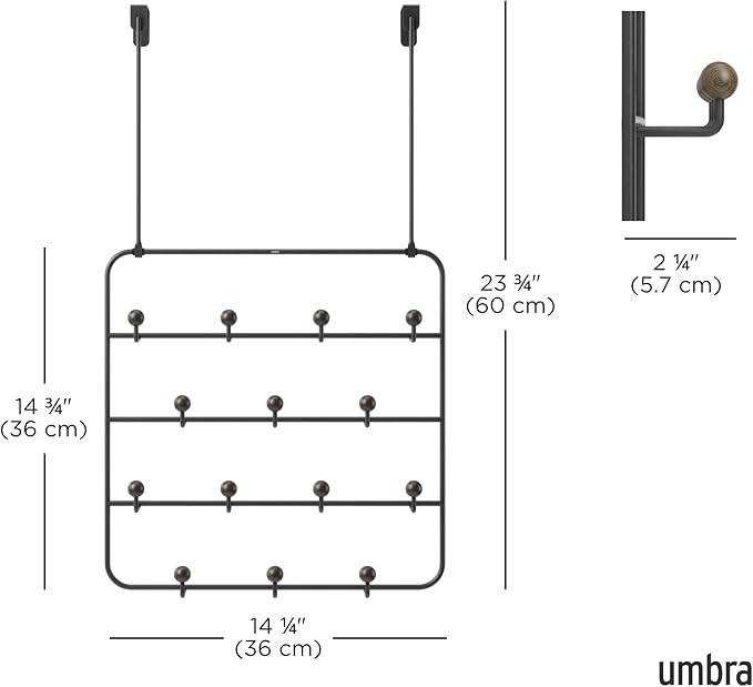 Umbra Estique Multi Over The Door Organizer Hooks, Black/Walnut Large