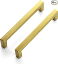 JOY DECOR 6 Pack Cabinet Handles, Gold Cabinet Pulls, 6-1/4 Inch Kitchen Closet Handles Square Drawer Pulls Stainless Steel Drawer Hardware, 160mm Hole Centers