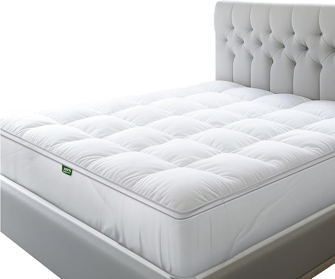 Sleep Mantra 100% Cotton Mattress Topper Twin XL Size - Premium Wrap-Around Cooling Topper Fits up to 20-Inch Mattress - Extra Soft, Deep Pocket, Breathable & Plush Quilted Down Fill (White)