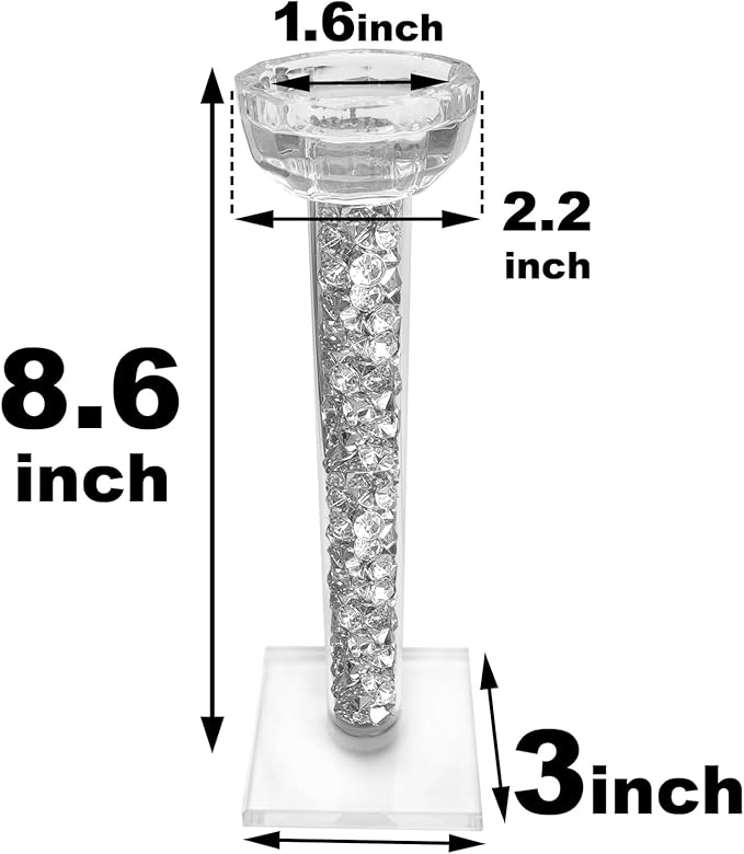 Wocred Candle Holders Set of 2.Stunning Shabbat Candle Holders.8.6" Tall Crystal Candlestick Holders for Dinning Room,Mantelpiece.