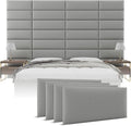 Vänt Upholstered Wall Panels - Queen/Full Size Wall Mounted Headboards - Vintage Leather Light Grey - Set of 4 Panels (Each Individual Panel 30"x11.5")