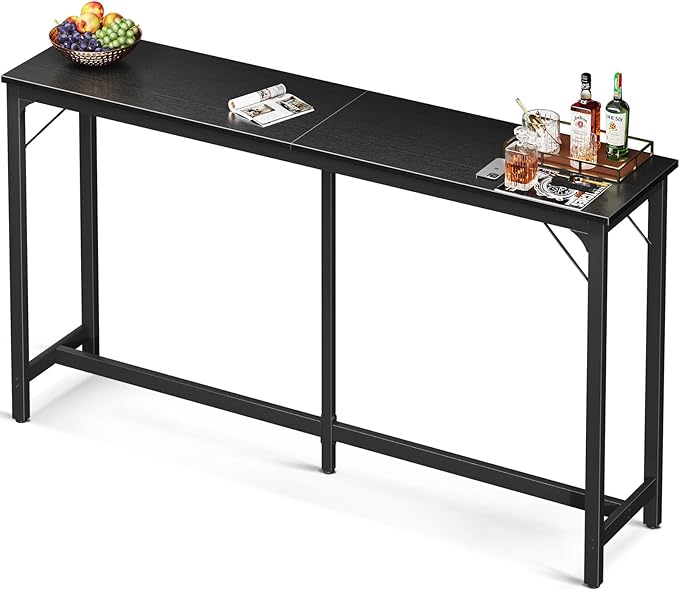 ODK 71 Inch Bar Table, Bar Height Pub Table, Counter Height Bar Table, Rectangular High Top Kitchen & Dining Counter Tables with Sturdy Legs & Easy-to-Clean Top, Black