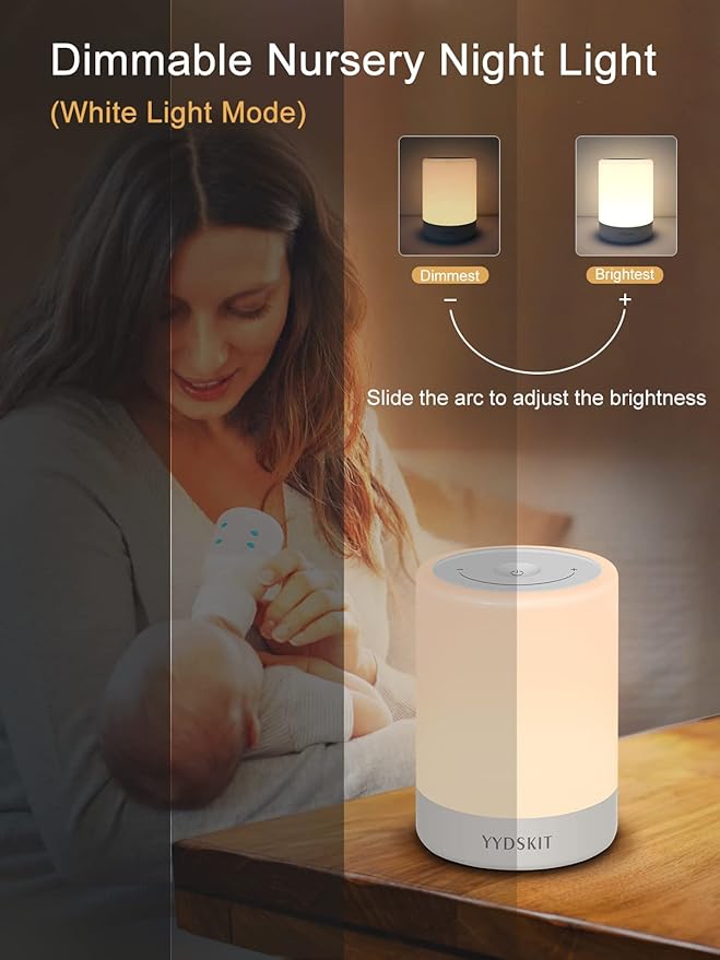 Baby Night Light, Nursery Night Lamp for Breastfeeding, Portable Nightlight for Kids Toddlers Bedroom, Warm & Soft Bedside Lamp, Touch Control, Rechargeable, Lasting Up to 100Hours