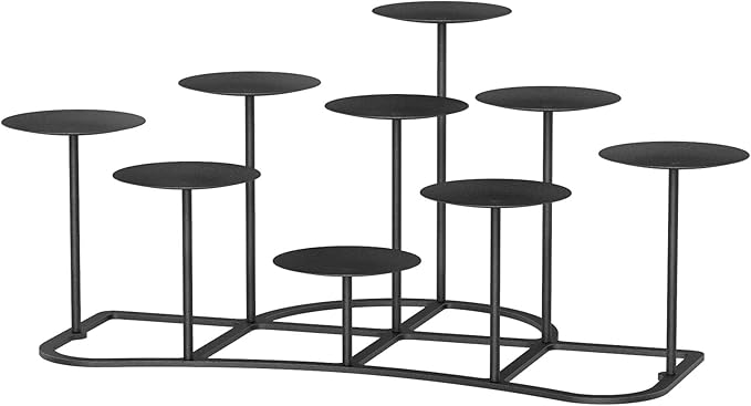 Black Metal Pillar Candle Candelabra for Fireplace/Table/Wedding/Christmas Decoration Iron Candle Holders of 9 DIY Home Decor